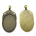 Leaf Detail Oval Cabochon Pendant Trays in Two Finishes view 2