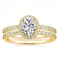 Oval Clear Solitaire Halo Two-Ring Set In Three Metal Tones view 7