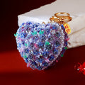 Rose Texture Heart Keychains with Crystal and Pearl Accents view 2