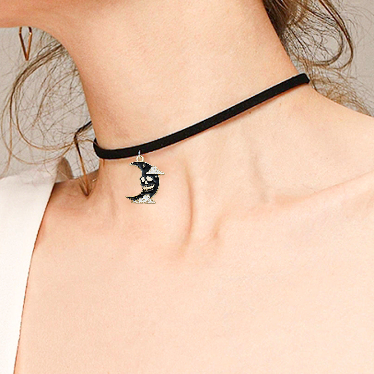 Enamel Zinc Alloy Halloween Skull Moon Crow Charm Pendant for DIY Bracelet Jewelry Making