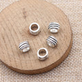 Triple Groove Large Hole Bead in Antique Silver Metal Finish view 2