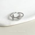 Silver Tone Sculpted Rose Flower And Leaf Open Adjustable Ring view 2