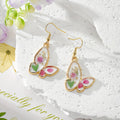 Gold Tone Pressed Flower Butterfly Drop Earrings in Twelve Designs view 5