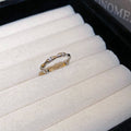 Silver Tone Bamboo Texture Open Ring With Clear Stones And Unlisted Gold Style view 6
