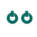 Matte Ribbed Circle Drop Stud Earrings Green Yellow Blue Red view 6