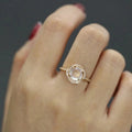 Gold Moonstone Look Cabochon Halo Clear Stone Ring 6-10 view 3