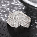Leaf-Shaped Pave Extra-Wide Statement Ring In Silver Tone view 3
