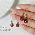 Enamel Mini Ladybug Drop Earrings Gold Silver Hooks view 3