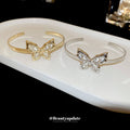 Clear Crystal Butterfly Open Cuff Bracelet In Silver Or Gold Tone view 4