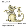 Cat With Fish Brooch In 2 Styles With Polished Metal Details view 4