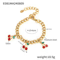 Red Crystal Cherry Charm Necklace and Bracelet Collection view 7