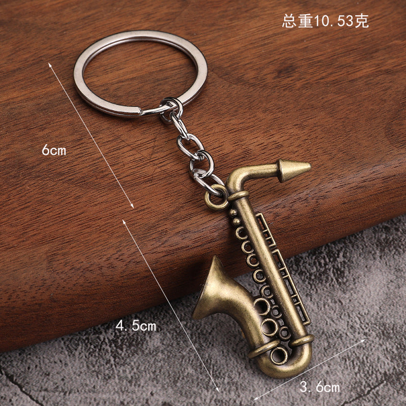 Mini Saxophone Metal Keychain Musical Gift Pendant Accessory