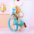 Jeweled Galloping Horse Keychains in Five Colors with Braided Loop Options view 11