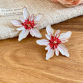 Layered Petal Flower Stud Earrings in Four Bright Colors view 7