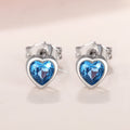 Silver Tone Heart Shape CZ Stud Earrings Multicolor Options view 10
