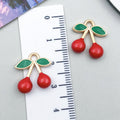 Red Enamel Zinc Alloy Cherry Charm Pendant for DIY Keychain Bracelet Necklace Jewelry
