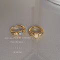 Gold Tone Clear Stone Heart Open Adjustable Rings In White And Blue view 4