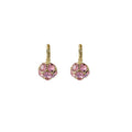 Pink Crystal Ball Lever Back Earrings Gold Setting view 5