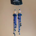 Blue Beaded Chandelier Hook Earrings In Two Designs view 6