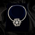 Silver Snake Chain Crystal Flower Necklace Three Styles view 7