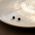 Four Size Classic Black Glossy Round Stud Earrings view 4