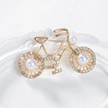 Gold Tone Silver Tone Bicycle Crystal Metal Brooch Pin view 3