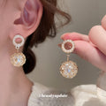 Gold Tone Pearl Open Circle Drop Earrings Decorative Jewelry view 1