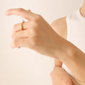Sculptural Open Ring With Faux Pearl Gold And Steel view 4