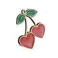 Heart Shaped Cherry Enamel Charm Pendant Gold Tone view 4