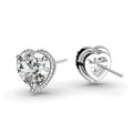 Silver Heart Halo Clear CZ Pavé Stud Earrings Metal view 4