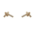 Gold-Tone Micro-Pave Crystal Knot Bow Stud Earrings view 5