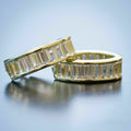 Two Tone Baguette Hinged Hoop Earrings with Clear Stones view 2