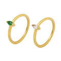 Gold Thin Band Marquise Zircon Ring Clear Or Green Stone view 5