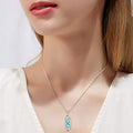 Silver Celtic Knot Simulated Opal Pendant Box Chain Necklace view 4
