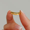 Gold Stainless Steel Green Zircon Dual Band Ring Sizes 6 To 8 view 2