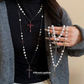 Layered Pearl Necklaces With Crystal Cross Pendants view 1