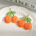 Eight Color Woven Double Cherry Gold Tone Hook Earrings view 9