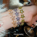 Star Flower Crystal Slider Bracelet Purple Champagne Or Green view 1