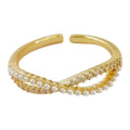 Gold-Tone Open Adjustable Heart And Twisted Pearl Rings view 5