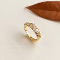 Gold Open Adjustable Clear CZ Wheat Cluster Band Ring view 1
