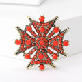 Eight Point Beaded Star Brooch in Red or Turquoise view 6