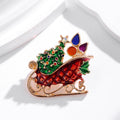 Red Gold Tone Christmas Stocking Crystal Enamel Fifteen Designs Metal Brooch Pin view 3