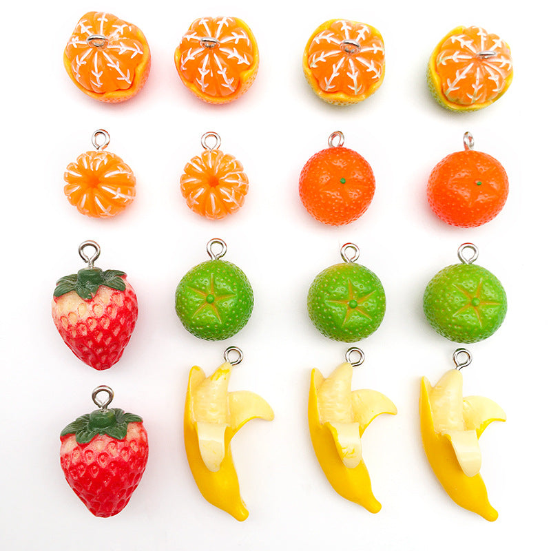 Acrylic Realistic Fruit Charm Pendants for DIY Summer Boho Jewelry Accessories