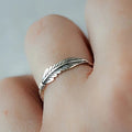 Textured Feather Band Ring In Three Polished Metal Tones view 3