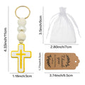 White Cross Bead Keychain With Gold-Tone Split Ring view 2