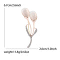 Rose Gold Cat Eye Tulip Bud Brooch Rhinestone Stem view 5