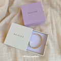 Square Woven Texture Jewelry Presentation Box in Purple and White view 2