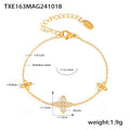 Four Leaf Flower Zircon Necklace Bracelet Snake Chain Set view 11