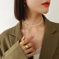 Freshwater Pearl Gold Paperclip Chain Splice Choker Necklace view 4