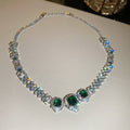 Square Cut Crystal Necklace Bracelet Stud Set Pieces view 8